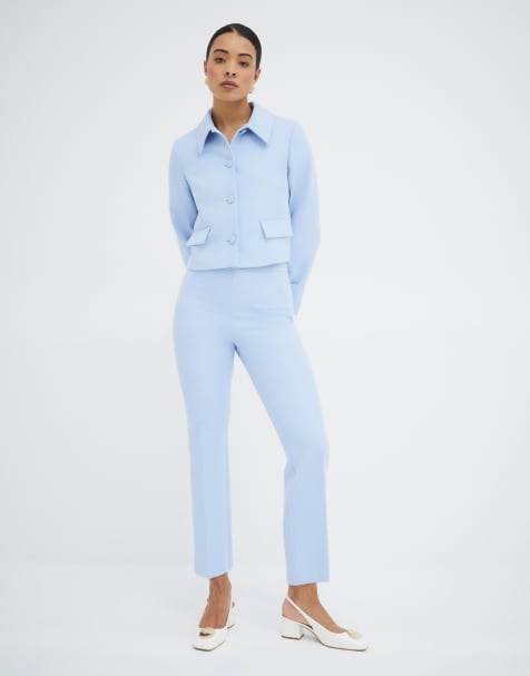 River Island structured 60s jacket in light blue - view 1