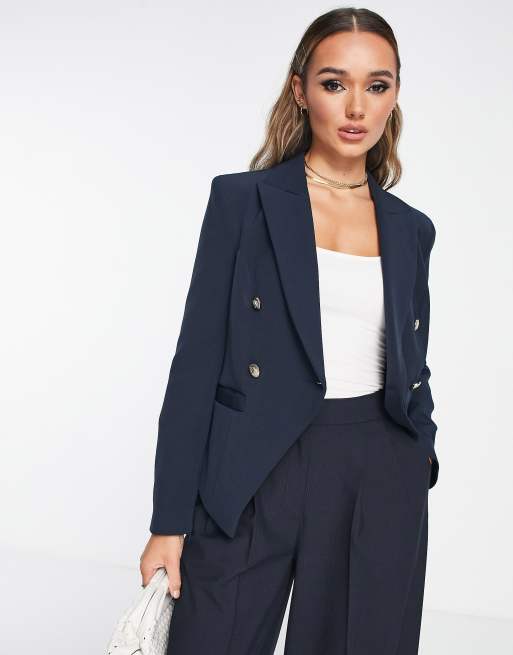 Navy Cinched Waist Longline Blazer, 58% OFF