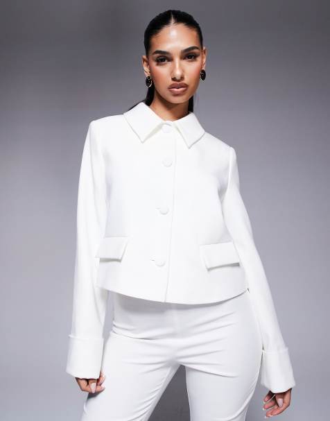 River Island structured jacket co ord in white - view 1