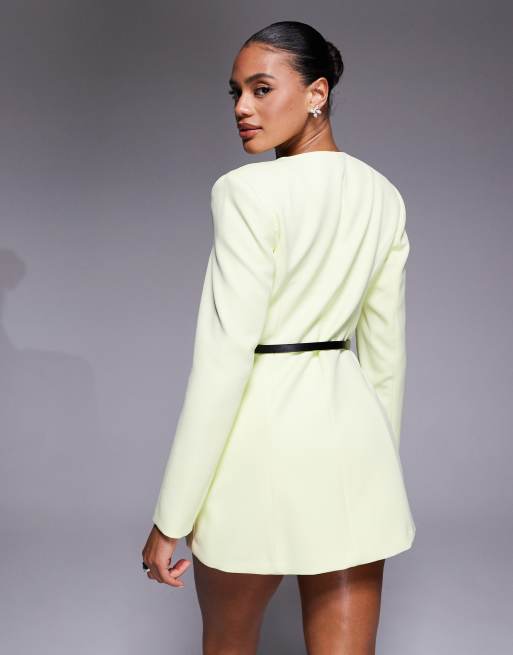 River Island structured oversized blazer co-ord in lime, 2 of 4