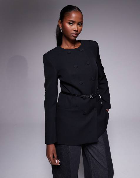 River Island structured oversized blazer in black