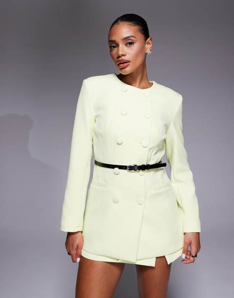 River Island structured oversized blazer in lime (part of a set) - view 1
