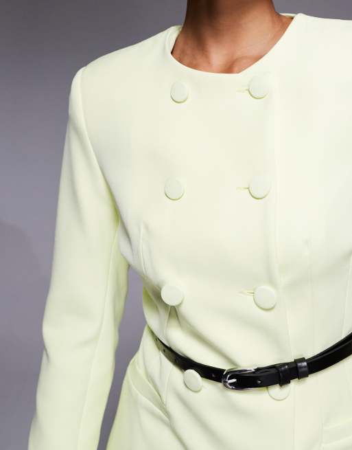 River Island structured oversized blazer in lime (part of a set), 3 of 4