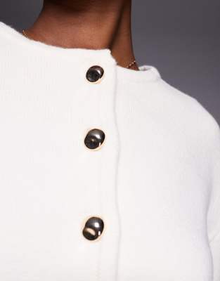 River Island Structured Sleeve Cardigan In White