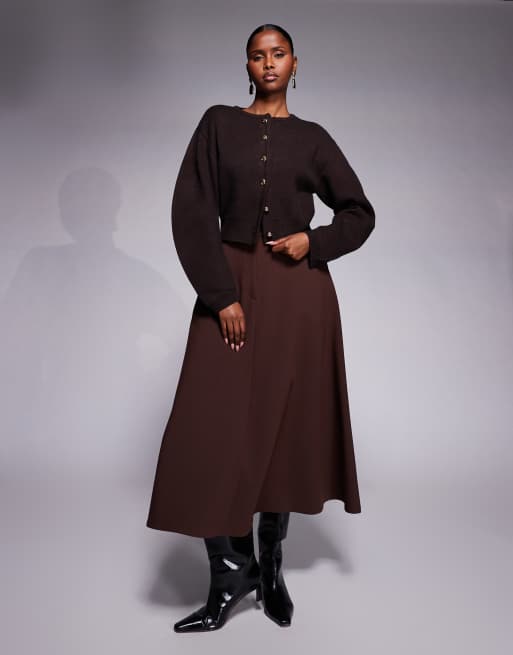 River Island structured sleeve cardigan in dark brown, 2 of 4