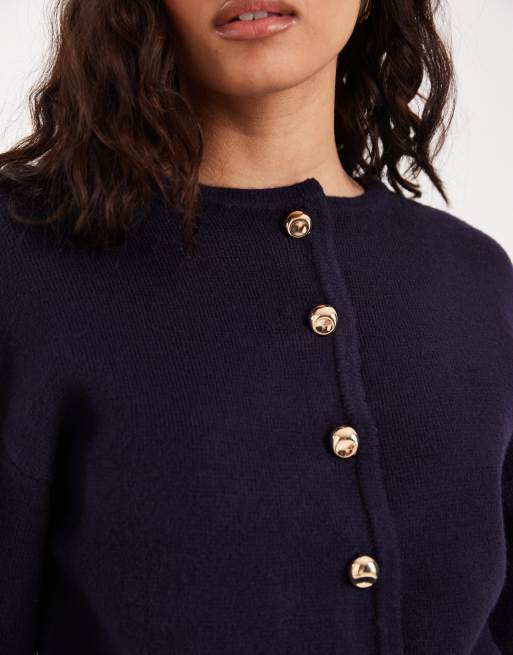 River Island Structured sleeve cardigan in navy, 3 of 4