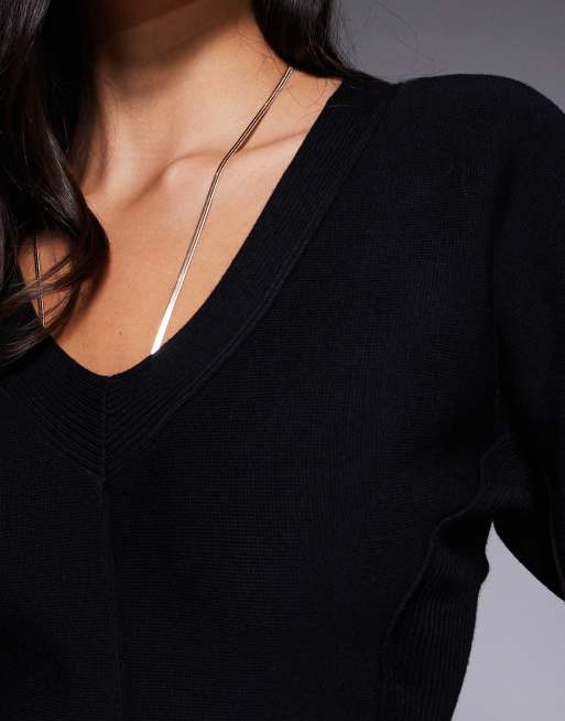 River Island structured sleeves knit sweater in black , 2 of 4