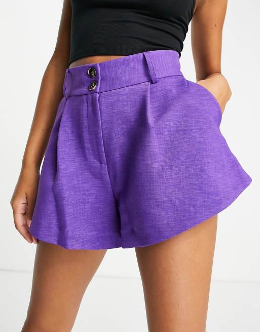 River Island - Strukturerede, skræddersyede shorts i lilla - Del af sæt