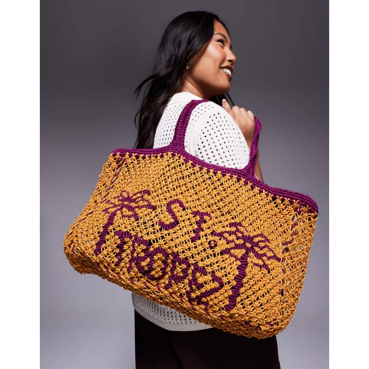 River Island crochet bag in orange ASOS - Main Image