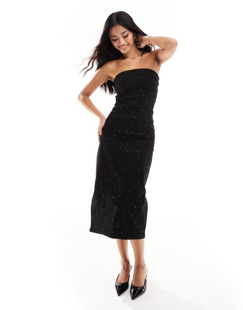 Band Of Stars premium embellished bandeau mini dress in black