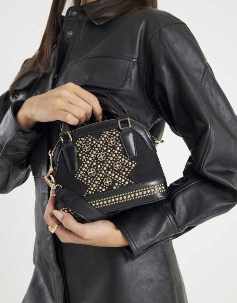 River Island Studded detail crossbody bag in black - view 1