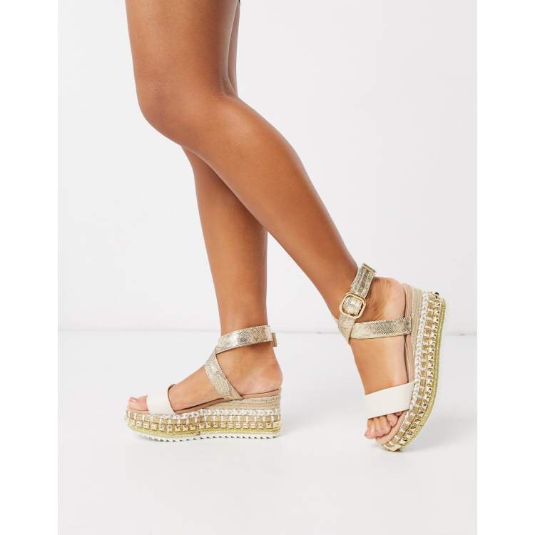 River Island White Flower Espadrille Platform Wedges