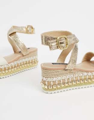 river island beige studded flatform espadrille wedges