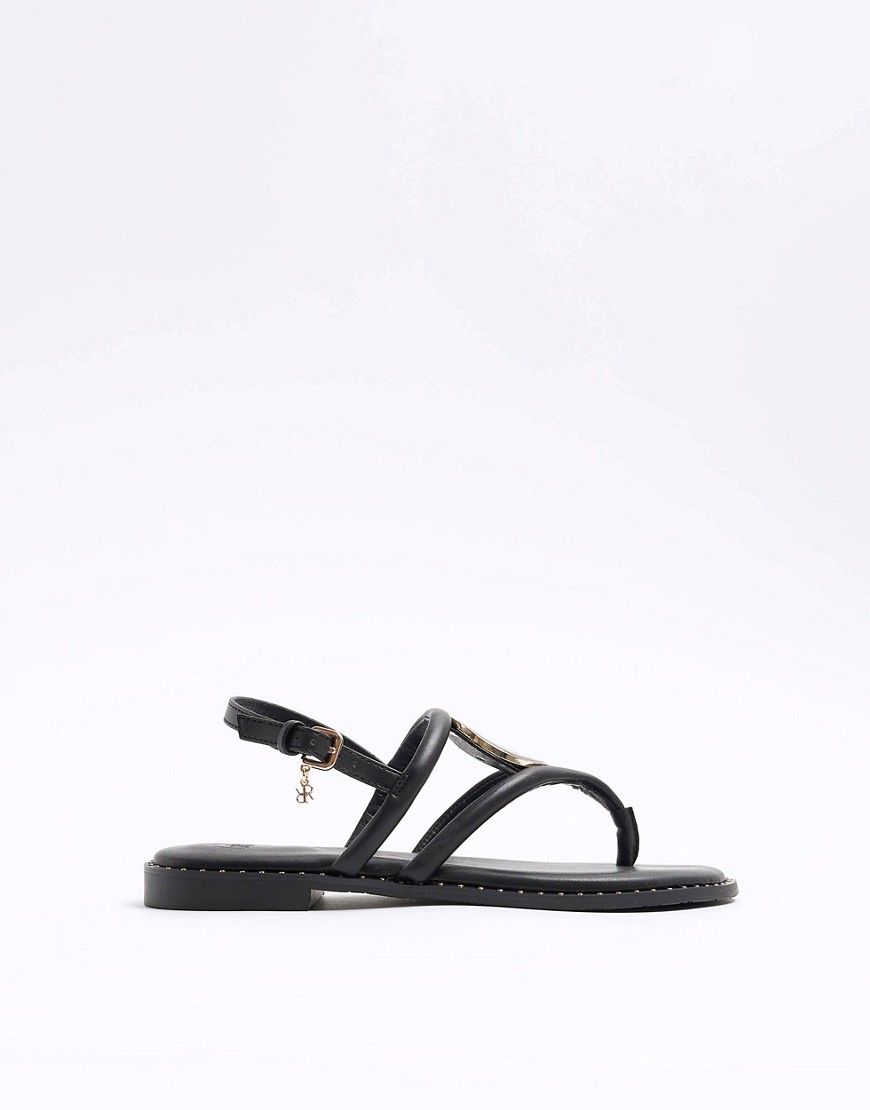 River Island Studded flat sandals in black