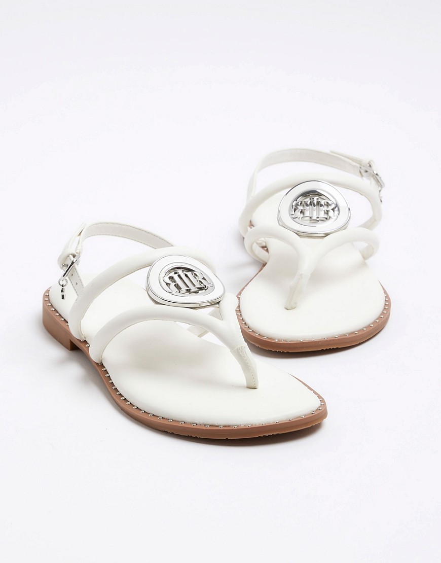 River Island Studded flat sandals in white