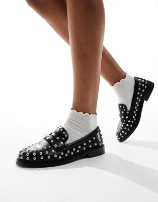 River Island studded loafer in black - ASOS Price Checker