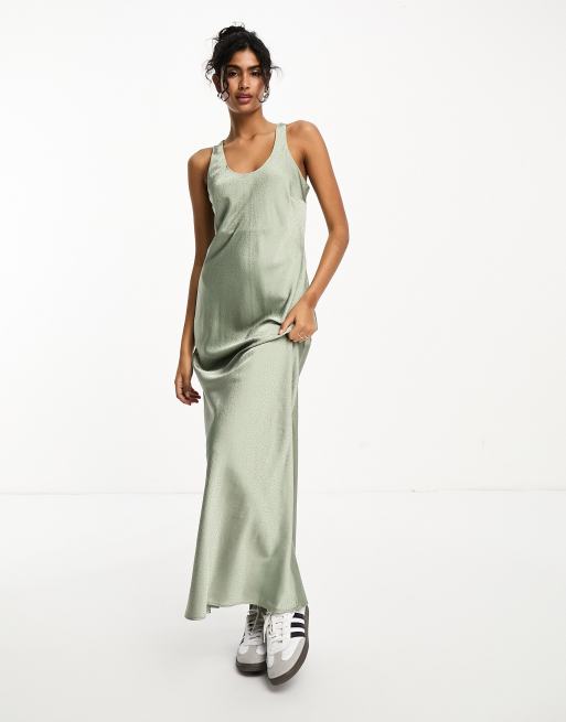 Sage green slip outlet dress