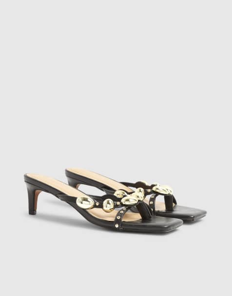 River Island Studded skinny heeled sandals in black - view 1