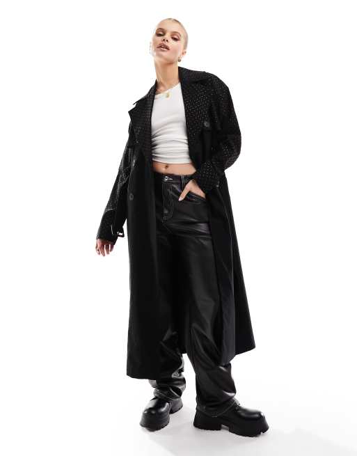 River island hot sale black trench coat