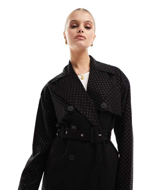 River island black store trench coat