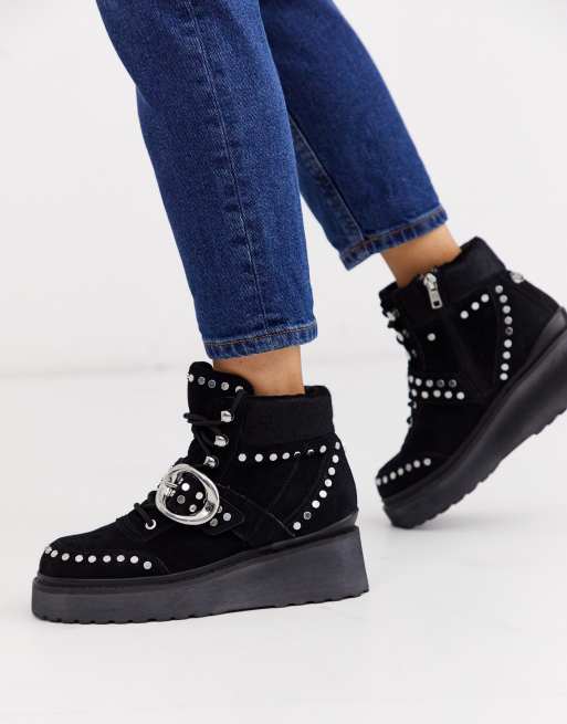 Round stud wedge on sale bootie