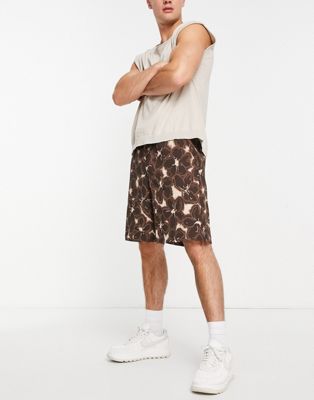 River Island Studio floral printed shorts in brown - ASOS Price Checker