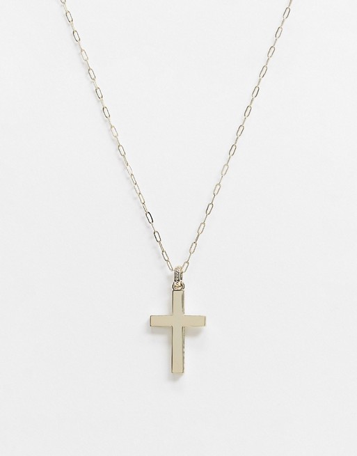 River Island Studio gold plated neck chain with cross pendant