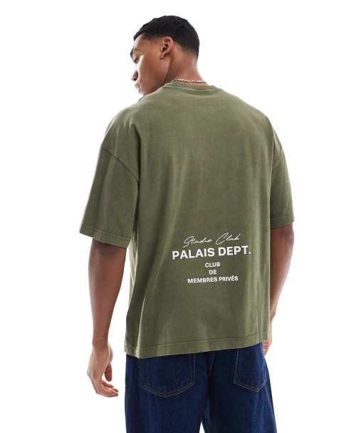 River Island studio logo oversized t-shirt in washed khaki