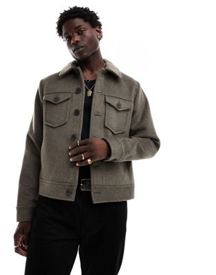 River Island studio premium wool jacket in dark grey
