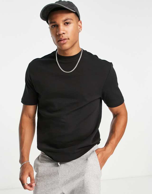 River Island Studio slim high neck t-shirt in black