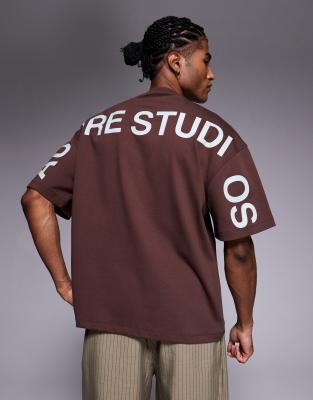 River Island 'studios' T-shirt In Brown