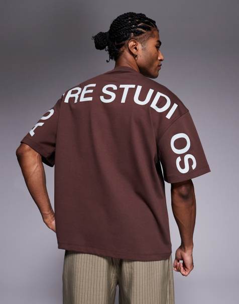 River Island 'studios' t-shirt in washed brown - view 1
