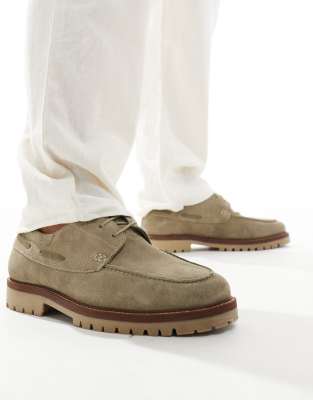  suede boat shoes in light khaki