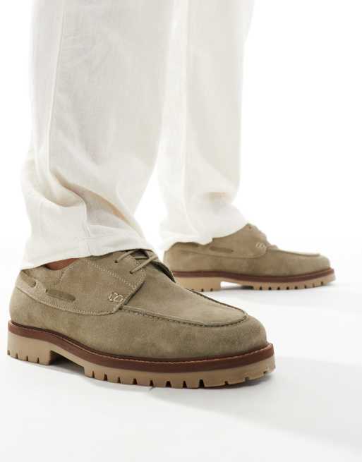 River Island suede boat shoes in light khaki