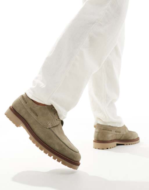 River Island - Suède bootschoenen in lichtkaki, 3 van 4