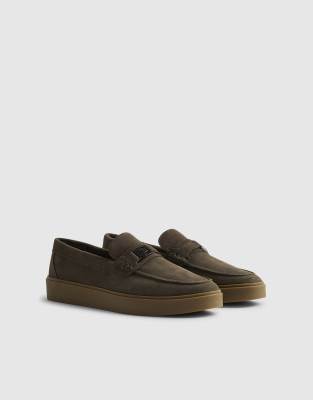  Suede buckle loafers in khaki