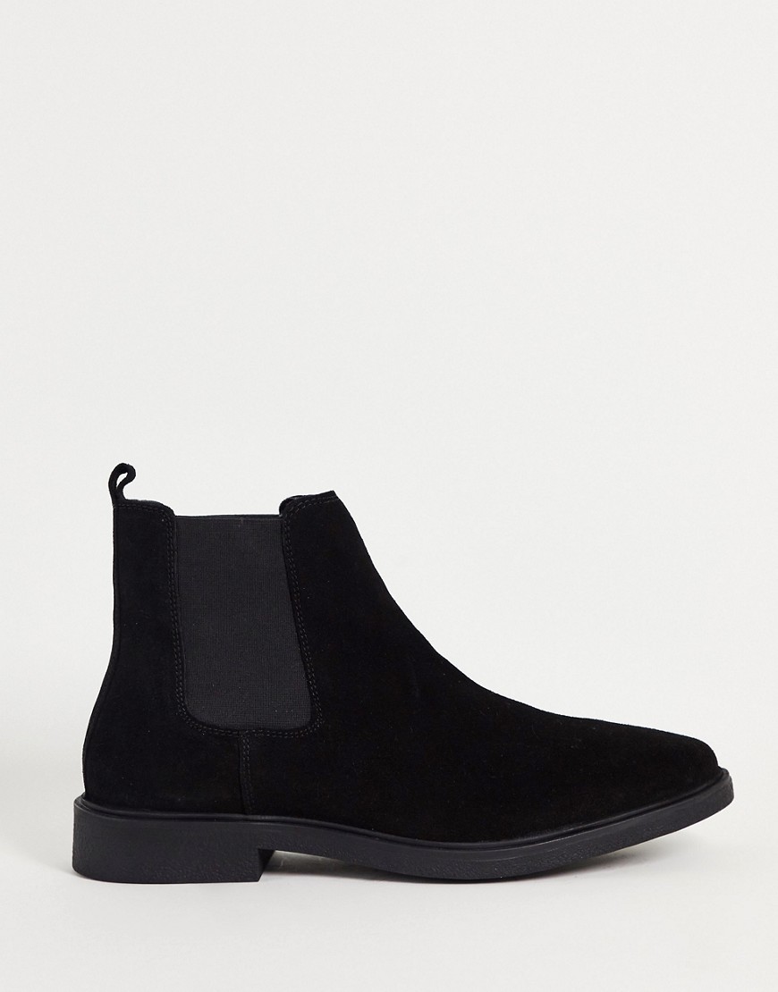 River Island suede chelsea boot in black