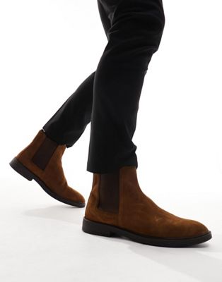 Shop River Island Suede Chelsea Boot In Brown