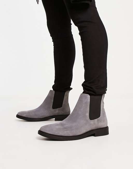 smøre her Objector River Island suede chelsea boots in grey | ASOS