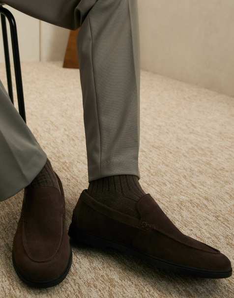 River Island Suede deconstructed loafers in brown - dark - view 1