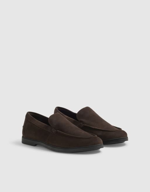 River Island Suede deconstructed loafers in dark brown, 4 of 4