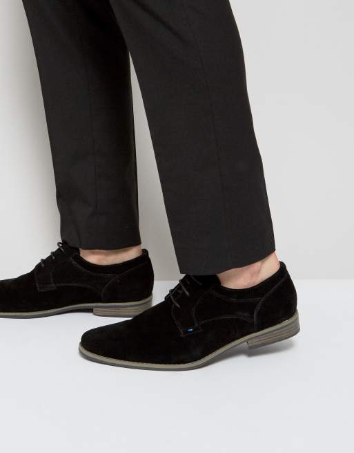 River Island Suede Derby Shoes In Black | ASOS