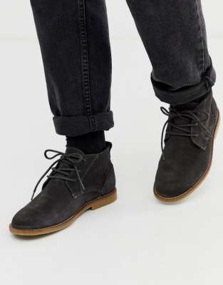 River Island Suede Desert Boots In Dark 