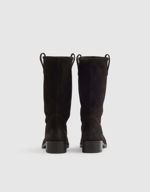 River Island Suede flat ankle boots in brown, 4 of 4