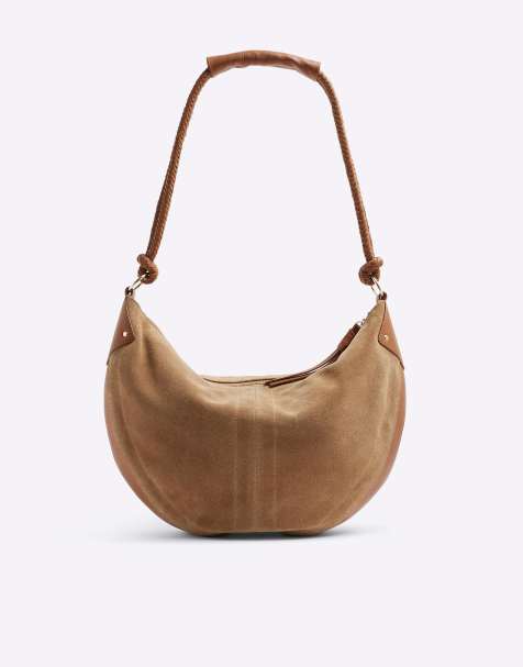 River Island Suede knot handle slouchy shoulder bag in brown - light - view 1