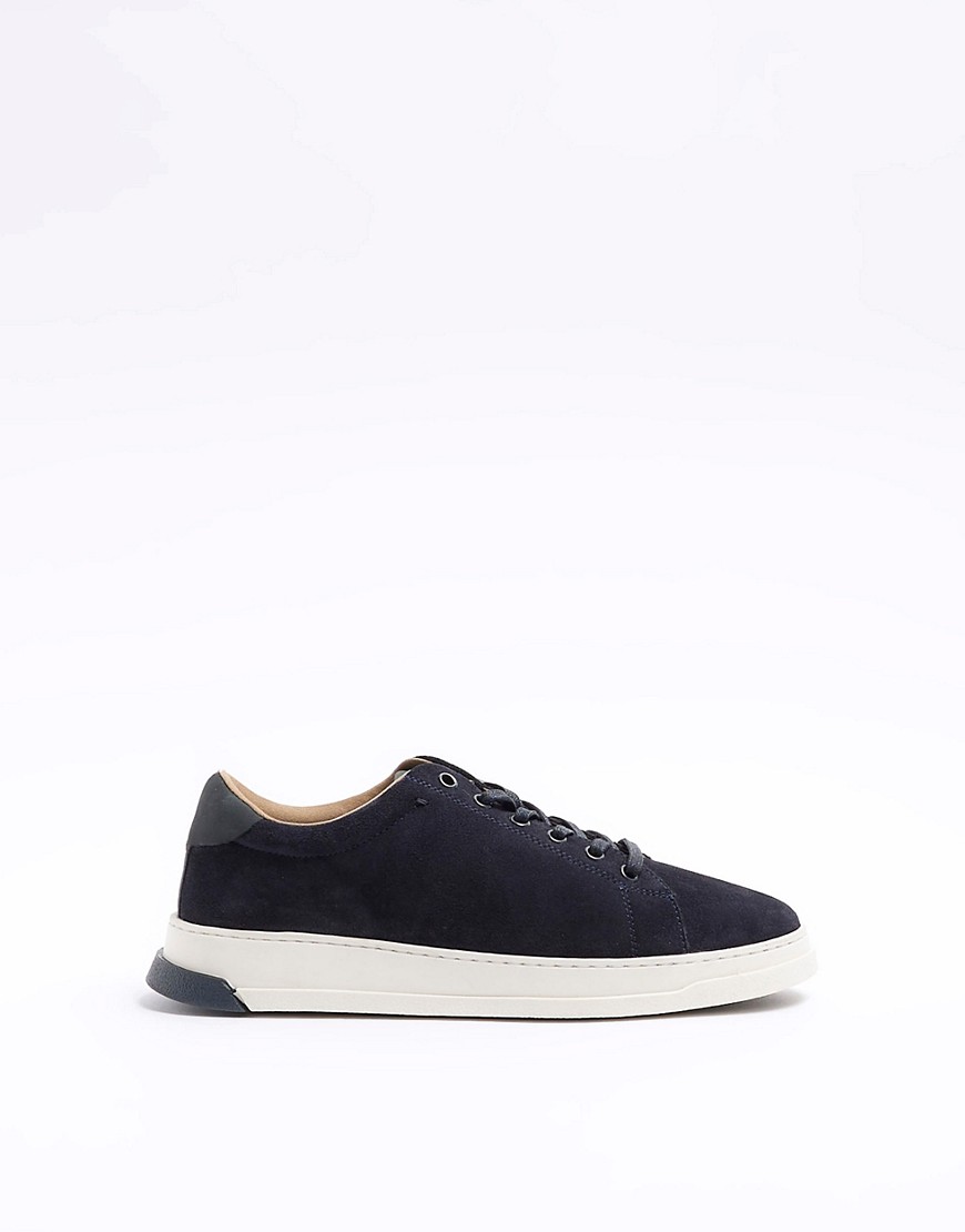 River Island Suede lace up trainers in navy