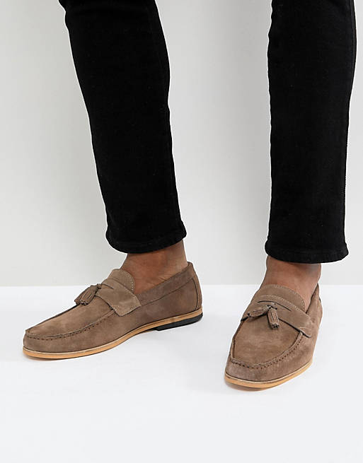 River Island Suede Loafer In Stone