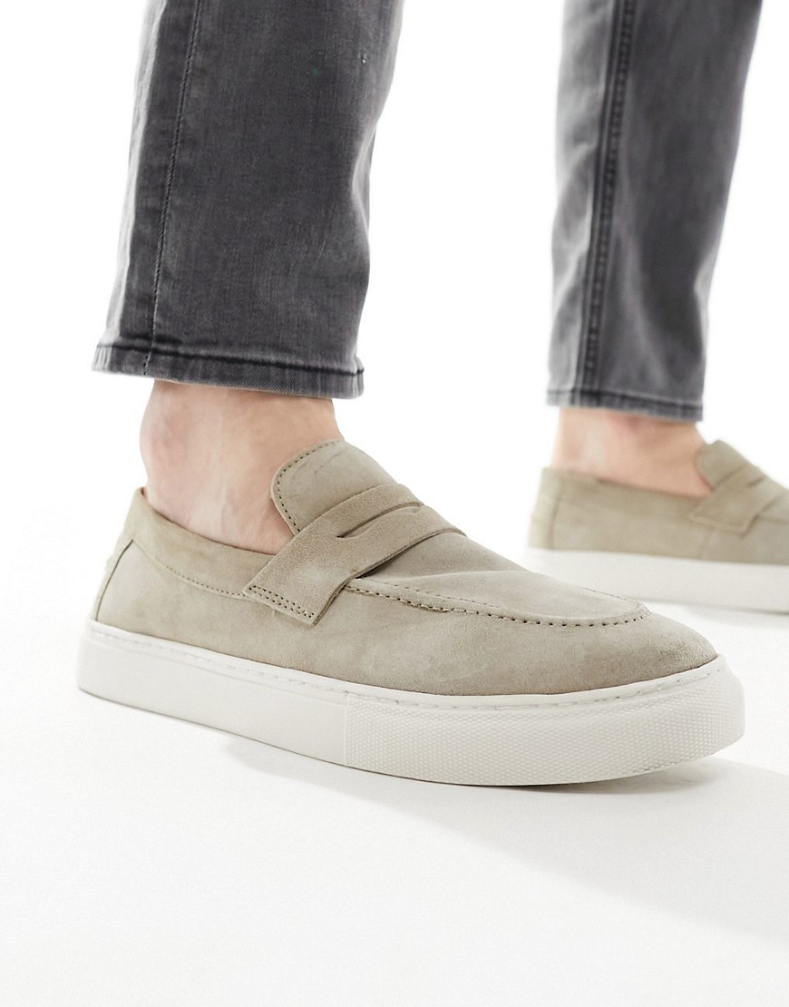 River Island Suede Loafers In Light Beige-neutral