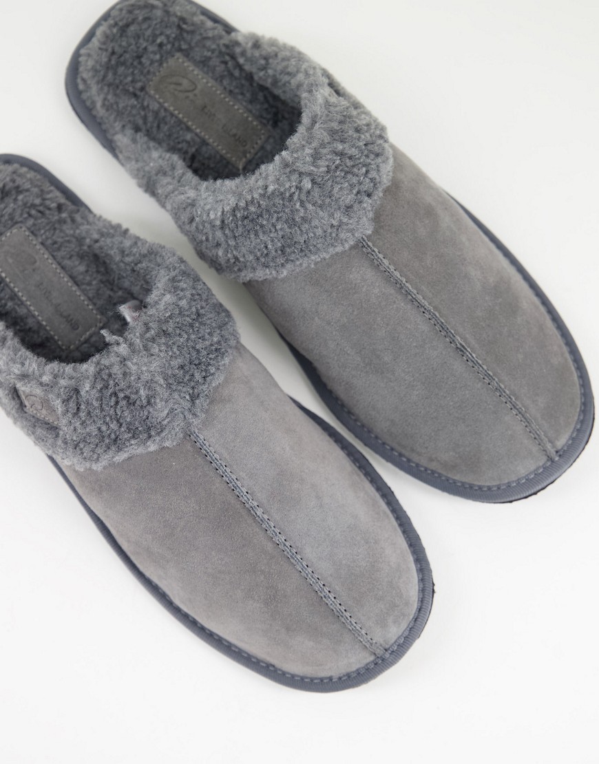 River Island suede mules in gray