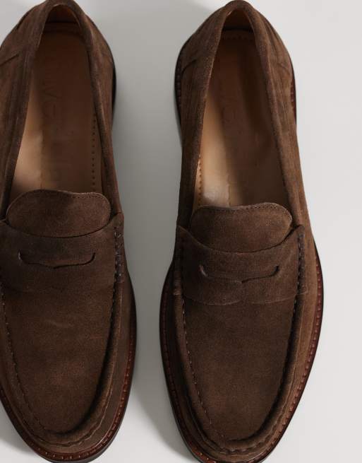 River Island suede penny loafers in brown, 3 of 4